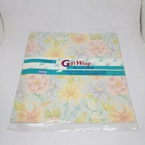 Vintage Cleo Gibson Greetings Floral Gift Wrap Sheets-Pastels-1980s-New